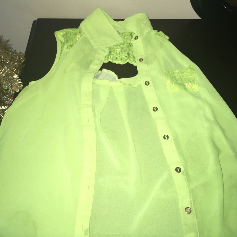lime green button up